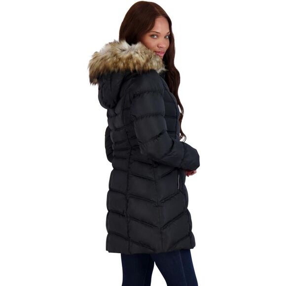 Laundry by Shelli Segal Women’s Quilted Faux Fur Trim Mid-Length Puffer Coat NWT - Picture 4 of 5